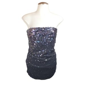 Strapless sequin top with built in shelf bra
